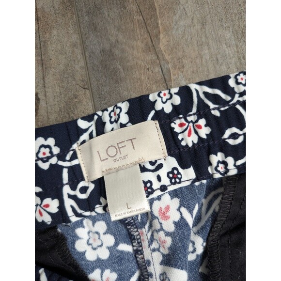 Loft Jasmine Floral Palazzo Pants Women's Large Pull On Black Beachy 29.5" - Picture 2 of 4